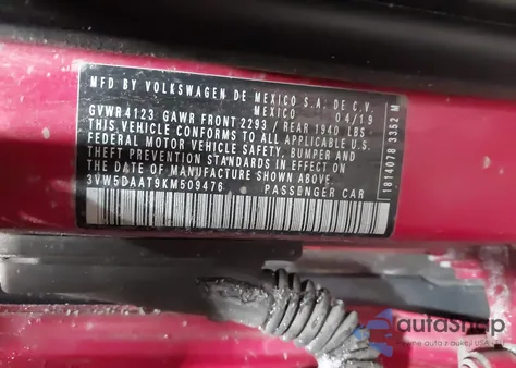 2019 Volkswagen Beetle 2.0T Final Edition Se/2.0T Final Edition Sel/2.0T S/2.0T Se z USA, uszkodzony, nr VIN 3VW5DAAT9KM509476